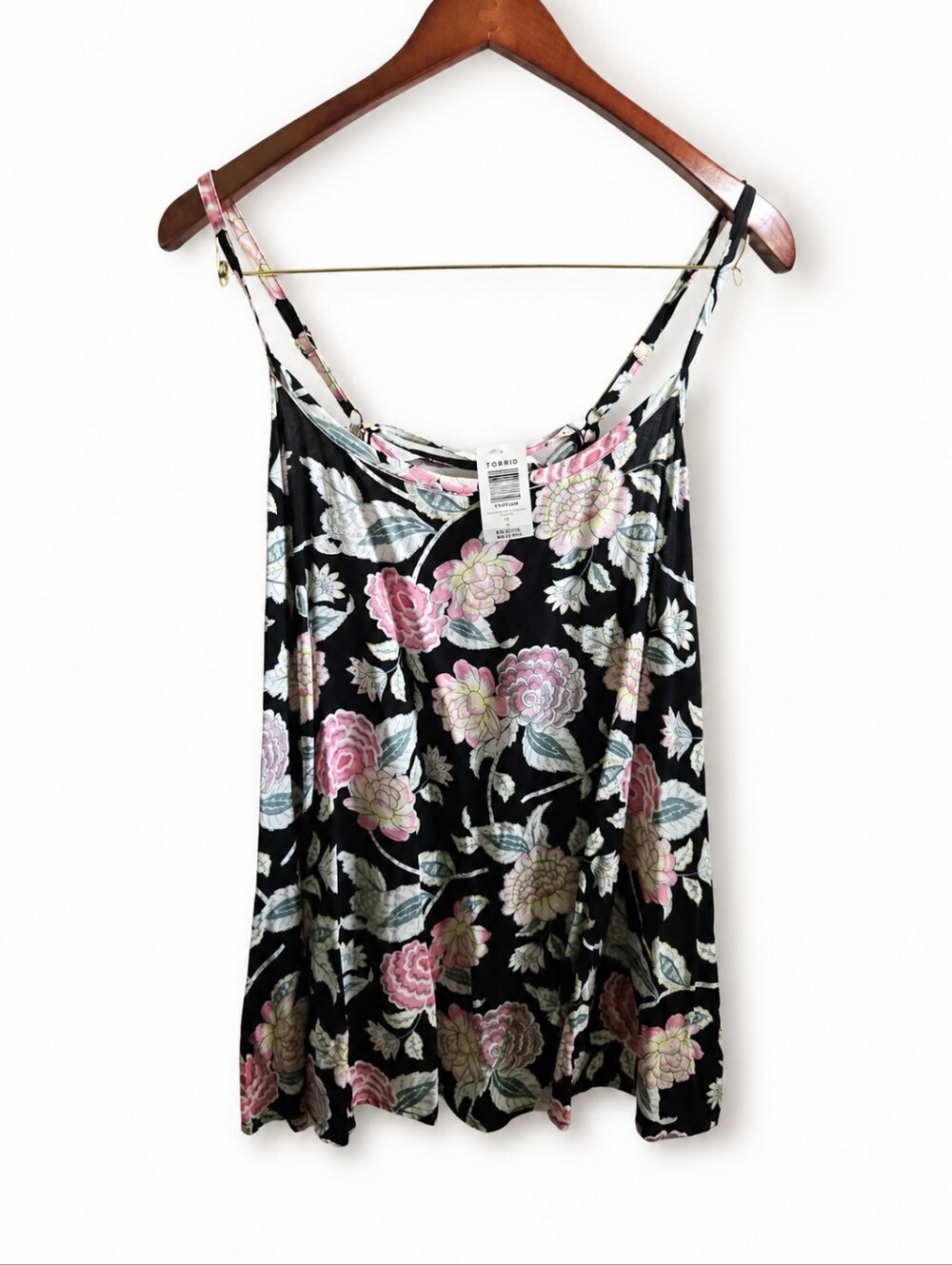 Torrid Black Floral Lace Up Swing Cami